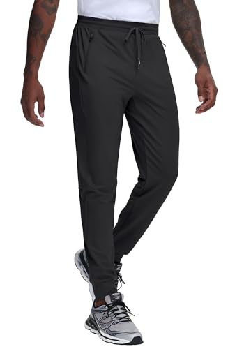 JWM Regular/Tall Mens Athletic Joggers Lightweight Workout Running Gym Training Pants Tapered Sweatpant with 3 Zipper Pockets