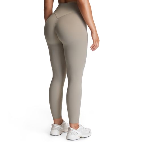 Aoxjox High Waisted Workout Leggings for Women Tummy Control Buttery Soft Yoga Metamorph Deep V Pants 26 (Mink Small)