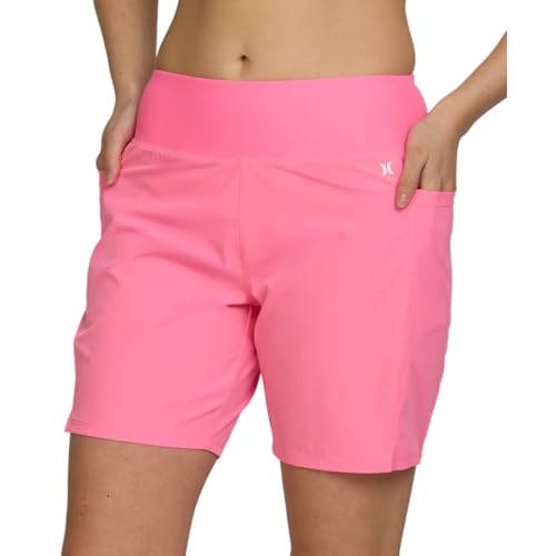 Image of Hurley 5 inch /7 inch High Waisted Swim Shorts Women, Board Shorts with Pockets & Inner Liner, Quick Dry Swim Trunk, UPF 50+