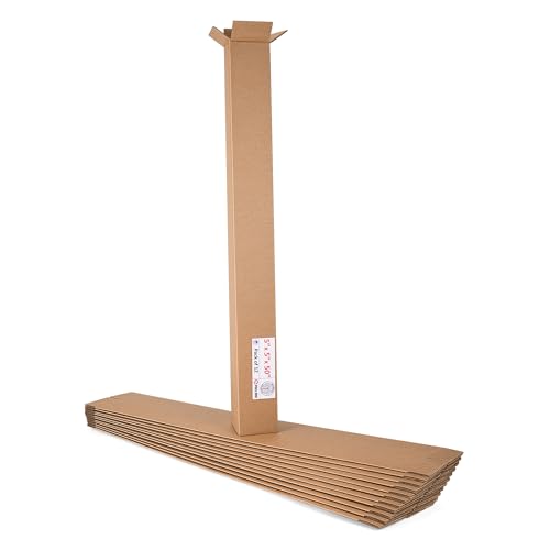 Image of Tall Cardboard Boxes 5 inchL x 5 inchW x 50 inchH (Pack of 12) - USA-Made Packing Boxes for Moving, Shipping, or Storage - USPS, UPS, FedEx Approved - Professional Packing Supplies for Moving | USA-Made Packing Boxes for Moving, Shipping, or Storage - USPS, UPS, FedEx Approved - Professional Packing Supplies
