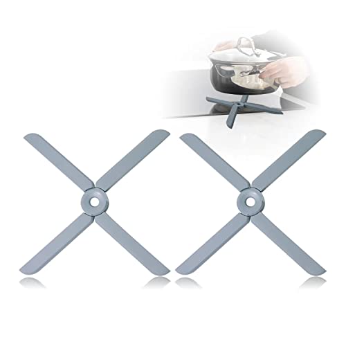 Eucteje 2er Silikon Topfuntersetzer Klappbar Untersetzer magnetisch Silikonauflage Platzsparend Matte Set 2022 Verbessertes Produkt für Töpfe Pfannen Tassen Teller heiße Auflaufformen Cover