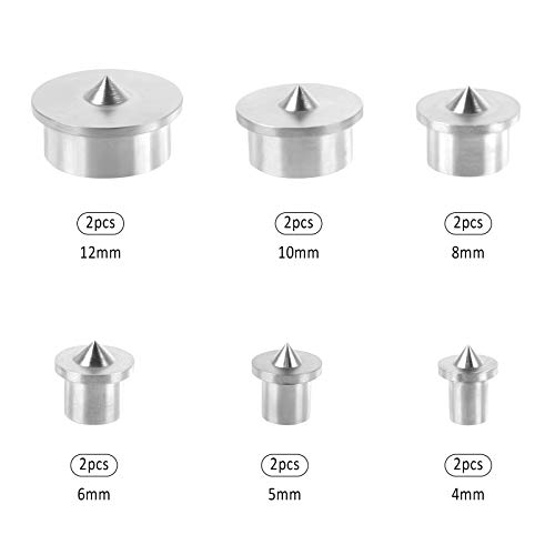 Jubaopen 12 Stück Edelstahl Dübelsetzer Set Dübel Zentrierstift Rund Holz Tenon Bit Werkzeug zum Positionieren Bohrer Dübel Zentrum Punkte Pins mit 8 Tiefenanschlag und 1 Schlüssel 4/5/6/8/10/12 mm