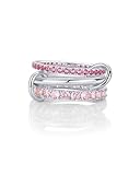 PAVOI 14K Rose Gold Plated Interlocking Ring for Women - Chunky Connected Bands Interlock Stackable Rings for Women - Trendy Fuchsia Cubic Zirconia Interlocked Statement Multi-Band Fashion Jewelry - Size 7