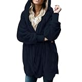 fleecejacken für frauen,Damen Fleecejacke mit Kapuze Oversize Teddy Flauschige Pullover Hoodie Jacke Lang Fleece Gefütterte Sweatshirt Große Größen Winter Warm Plüsch Teddyjacke Kuschel Strickjacke