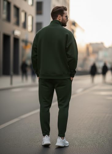 Image of Mack Jonney Solid Half Zipper Track Suit for men | Co-ord Set | Warm Fleece Tracksuit Set | Full Sleeve Sweatshirt
