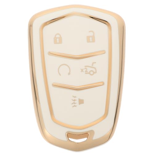 LABRIMP Key Fob Cover Key Case for Luxury 5-Button Protector with Gold Trim Compatible Automotive Interior Accessories