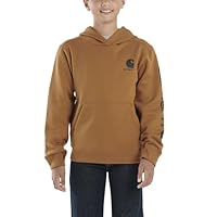 Carhartt Boys Long Sleeve Hooded Sweatshirt, Carhartt Brown, 6