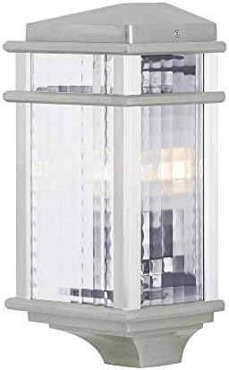 Feiss Murray Lighting OL3403BRAL Mission Lodge - Half Wall Mount Lantern, Brushed Aluminum Finish with Clear Checkered Glass, Small