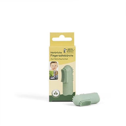 GRÜNSPECHT Natürliche Fingerzahnbürste aus Naturkautschuk, Zahnpflege Baby, zur Zahnfleischmassage & Zahnreinigung, BPA frei, 1 Stück (687-V1)
