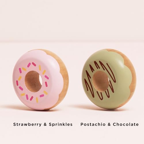 Le Toy Van - TV332 - Pretend Donuts Lernspiel, Kinderspielzeug, 2 Jahre, Set mit 4 Donuts mit Geschenkbox, Montessori-Spiel, FSC-Naturholz und Farben auf Wasserbasis