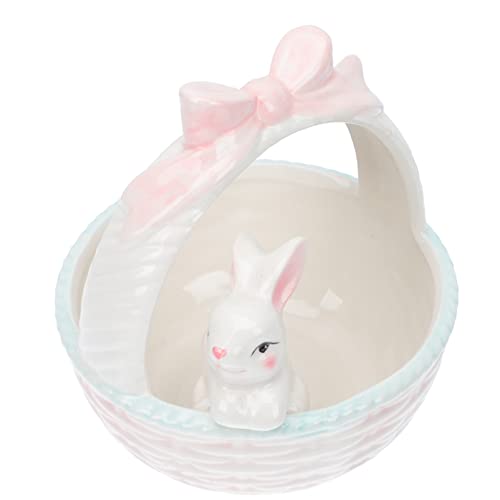 Rabbit Doll Ceramic Fruit Bowl Bunny Candy Basket Porcelain Rabbit Dish Small Items Dish Salad Bowl Dessert Serving Bowls Flower Pot Easter Party Tableware Easter Party Favor