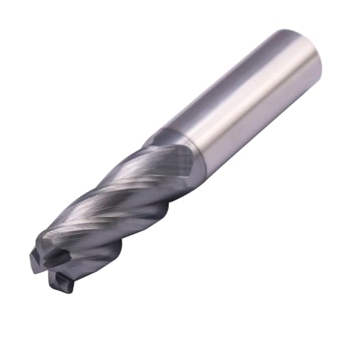 Image of 1 /2 inch 4 Flute Solid Carbide End Mill - .125 inch Corner Radius, AlTiN Coated | 35 Helix, 1 /2 inch Cutting Dia, 1 /2 inch Shank Dia, 1-1 /4 inch LOC, 3 inch OAL for Milling Alloy Steel, Cast Iron, Copper