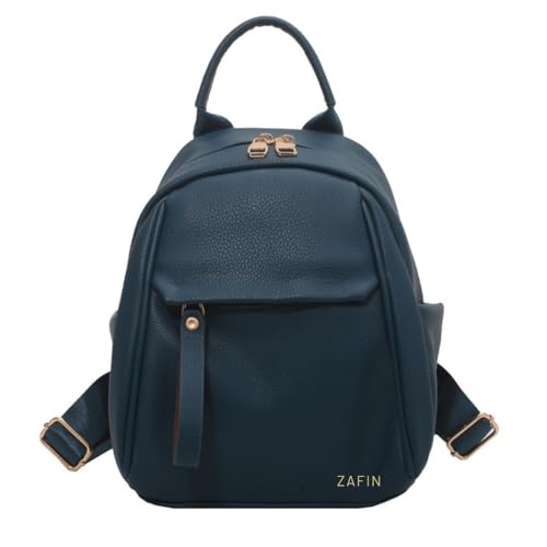 Mini Mochila Feminina Reforçada De Costa Com Alça De Mão Moda Casual Pequena Mochila Escolar Para Mulheres Viagem E Dia A Dia - ZAFIN (Azul)