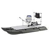 AQUOS Heavy-Duty for Two Series 11.5FT Inflatable Pontoon Boat with 360 Degrees Swivel Folding Seat, Stainless Steel Guard Bar for Freshwater Saltwater Bass Fishing Aluminum Floor Boat