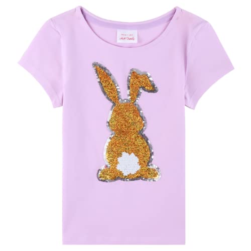 Image of Easter Shirts for Girls Kids Easter Gift Bunny Flip Sequin T-Shirt Clothing 3-12 Years