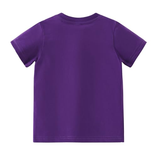 Image of AMIYAN Toddler T Shirts Cotton Summer Tshirts Boys Girls Basic Tee Undershirts Short Sleeve Crew Neck Shirts Purple 120 4-5T