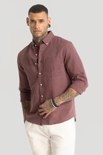 Image of SNITCH Fugle Mauve Plain Linen Shirts