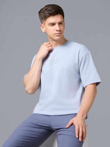 Image of TECHNOSPORT Men Printed Oversized Round Neck T-Shirt with COTFLEX, Dry Fit Sports Tee, Oversized Activewear T-Shirt for Gym, Running, Sports & Casual Wear
