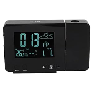 USB-projectie-wekker, 8 kleuren met achtergrondverlichting Instelbare weersomstandigheden Weergave USB-oplaadfunctie Projectiefunctie USB-wekker voor thuis(#1)