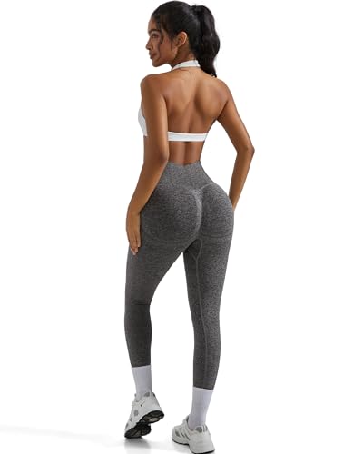 Image of OMKAGI Halter Sports Bras for Women Open Back Workout Bras Padded Yoga Bra Gym Tops