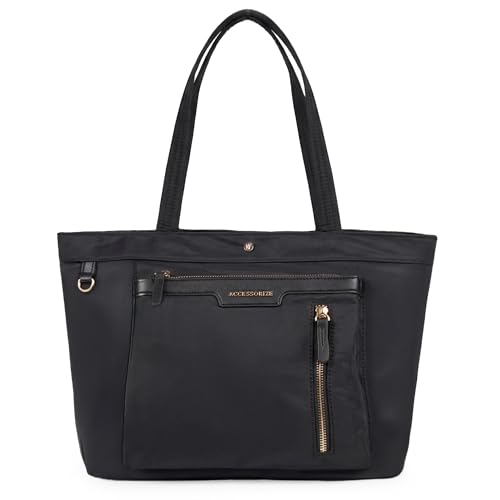 Image of Accessorize London Women's Black Siona Multi-Pocket Tote