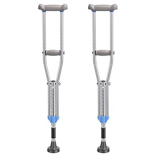 Lightweight Stainless Steel Crutches Damping Spring, Forearm Crutches for Adults, TPR Underarm Pads, Adjustable, Non Skid Rubber Tips,330 LB(Pair)