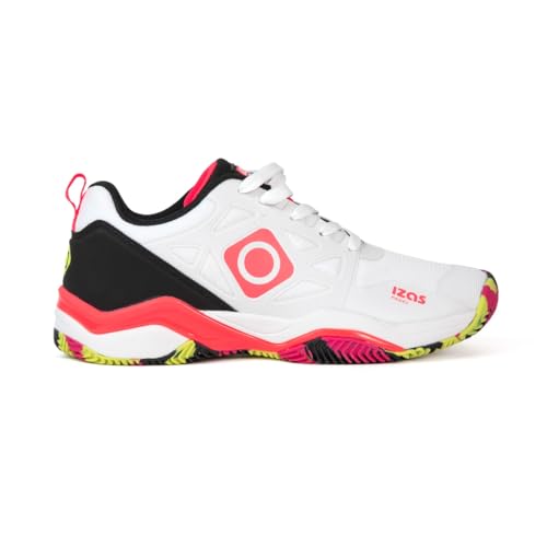 Izas Ibort Zapatillas de Padel para Hombre y Mujer con Cordones y Suela Antideslizante. Deportivas Ligeras y Transpirables de Alto Rendimiento. Zapatos Unisex para Pádel Color Blanco, Negro y Rosa