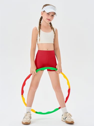 Image of Haloumoning Girls Athletic Shorts Kids High Waisted Yoga Dance Biker Shorts Comfy Gymnastics Shorts 5-14Y
