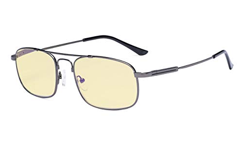 Image of Eyekepper Blue light Glasses Men Women-Computer Eyeglasses-Memory Titamiun Frame Spring Hinges Double Bridge-Gunmetal