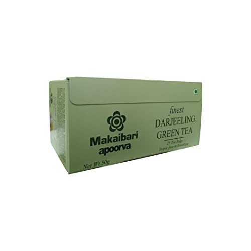 Image of Makaibari Apoorva Organic Darjeeling Green Tea Bags | Usda Certified Premium Green Tea | Anti-Oxidants, Immunity Booster | 100% Organic | 25 Tea Bags | 50 Gm (Pack Of 4)