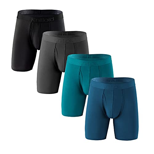 KNITLORD Men's Underwear Boxer Briefs Viscose Breathable Boxers Underwear for Man 4 Pack