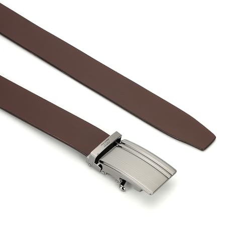 Genuine Leather Belt for Men, Smooth Autolock Buckle, Black, Brown, Navy Blue, Premium Metal Ratchet Design4