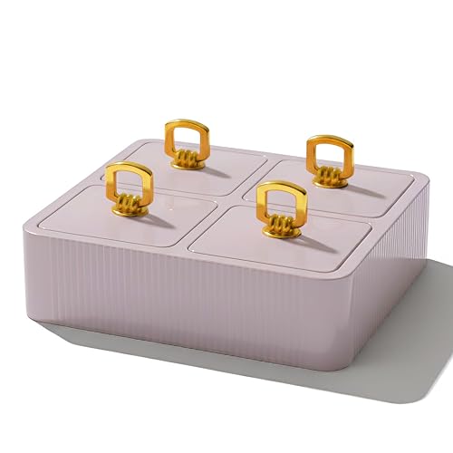Image of Selvel Global Square Dryfruit Box with 4 Compartments | Airtight Multi-Purpose Storage Box with Tray & Lid | Ideal for Diwali Gifting | 500ml Each | BPA-Free (Lid Grey)