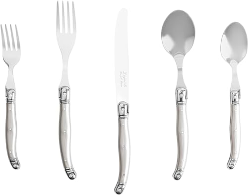 French Home LG139 Laguiole 20 Piece Flatware Set – Stainless Steel Flatware Set For 4 – Luxurious Pewter Utensil Set cover