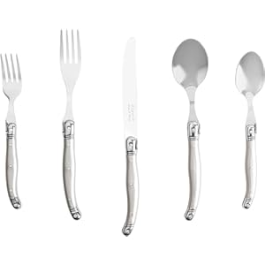 French Home Laguiole Flatware Set for 4 (Pewter) — Stainless Steel Flatware — Knife, Fork and Spoon Cutlery Set For 4 — Fancy Utensils Set