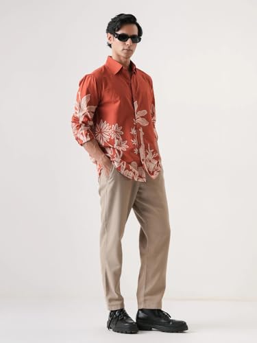 Image of Pinkmint Men Printed Cambric Cotton Shirt |Stylish Designer| Lightweight Summer Wear| Regular Fit Shirt for Men (Available in Plus Size)