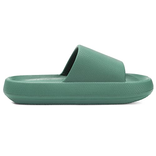 Image of welltree Slides for Women Men Pillow Slippers Non-Slip Bathroom Shower Sandals Soft Thick Sole Indoor and Outdoor Slides