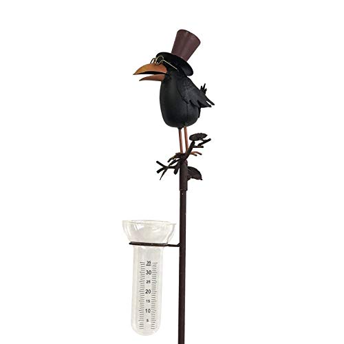 Pathin_de_countryside Rain Gauge with Spike Plant Decoration Garden Raven 132 cm x 17 cm x 16 cm