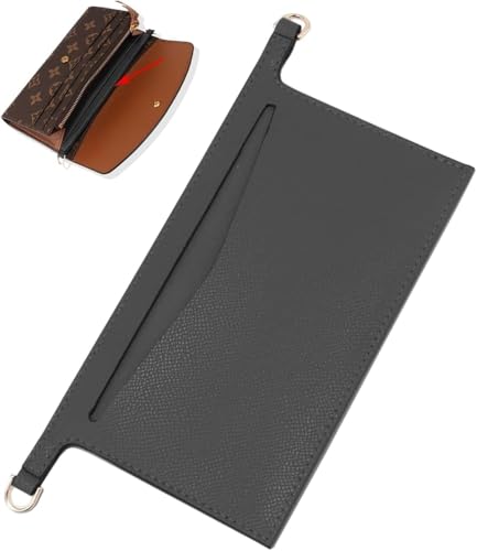 Umiup Kit de conversão organizador de bolsa de couro para carteira Emilie, bolso divisor interno clutch para mulheres LV Sarah, converta carteira clássica de aba longa em bolsa transversal (preto)