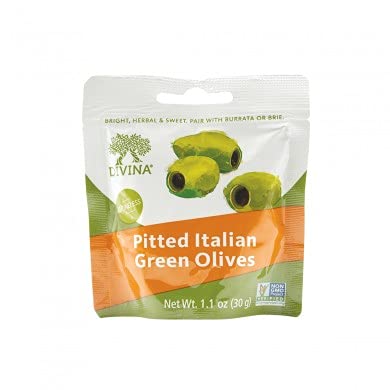 Divina Pitted Italian Green Olives 1.1 oz, 40 Pack