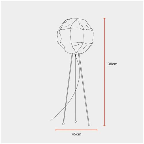 Image of FIG Living Luna Floor Lamp (Off White) | 140 cm Tall Standing Lamp | Handcrafted Lampshade with Knock Down Tripod Stand | Best for Home Decor, Living Room, Cafe & Restaurant | No Bulb