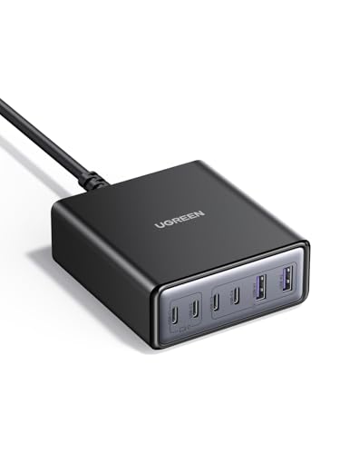 UGREEN 100W USB C Ladegerät 6-Port Ladestation 65W GaN Netzteil PPS Schnellladegerät Mehrfach kompatibel mit MacBook Pro/Air, iPhone 17-8 Serien, Galaxy S25, S24, A15, Pixel 9, iPads