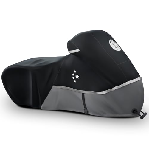 LI LIBZAKI Motorcycle Cover 420D Heavy Duty All Season Universal Weather Waterproof Outdoor Protection 86" XL Vehicle Cover/Black/Gray