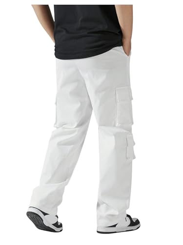 SHENHE Men's Drawstring Waist Workout Cargo Pants Street Casual Loose Pants with Pockets2