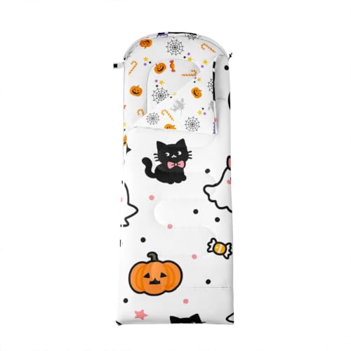 Feelyou Sleeping Bag Halloween Haunted House Kids para Camping, rectangular, capacidad individual, color Blanco, Negro y Naranja miniatura 4