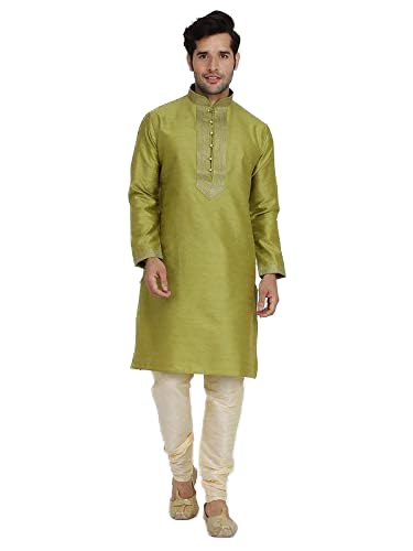 Kurta pyjama brodé de luxe pour homme coloris rose taille M au style raffiné