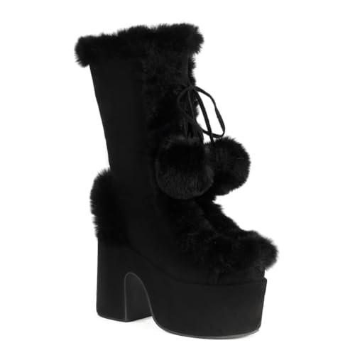 Bottes plateforme talons chunky block noirs PAYDVOIER pour femme taille 35