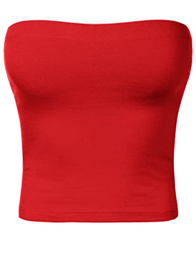 Image of Women's Shapewear Tube Tops Strapless Ruched Built-in Shelf Bra Casual