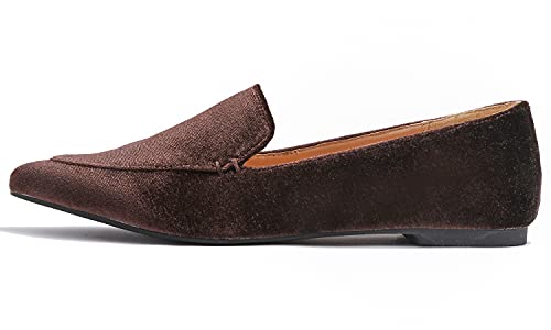 Image of FEVERSOLE Women's Loafer Flat Pointed Fashion Slip On Comfort Driving Office Shoes
