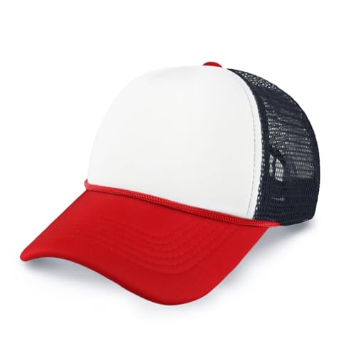 Image of CHOK.LIDS Classic Foam Trucker Hat Summer Mesh Rope Cap Solid Two Toned Blank Hat Mens Womens Adjustable Strap Light Weight